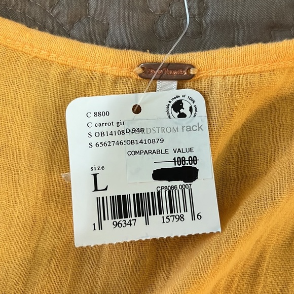 5. Free People Market Embroidered V Neck Top in Carrot Ginger, Size Large - Picture 16 of 17